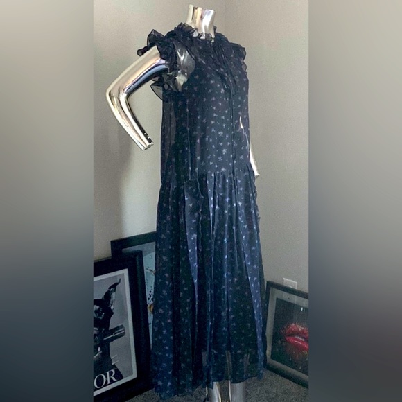 Coach Rose Print Sheer Pleated Dress - Picture 2 of 7